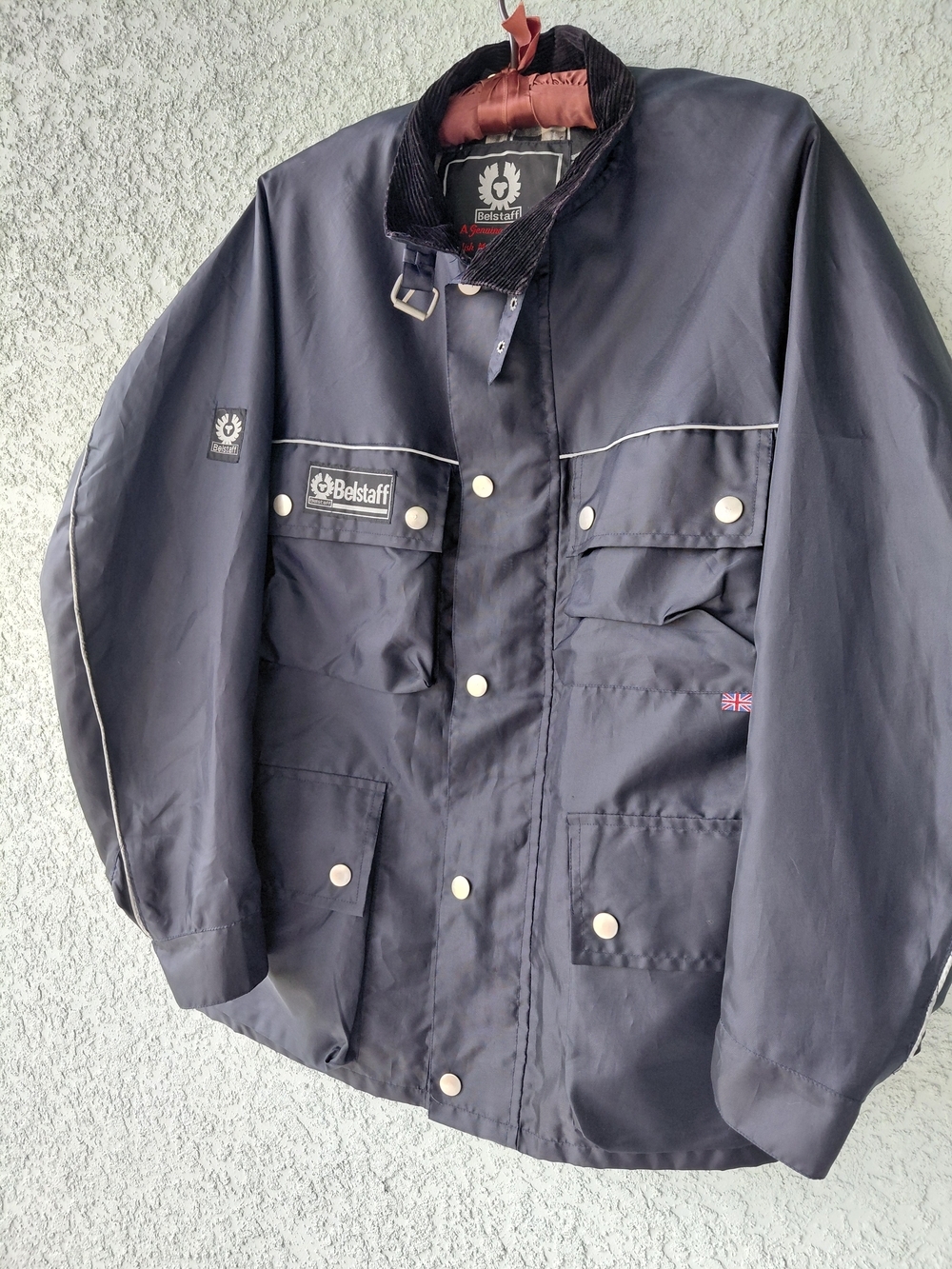 Vintage Belstaff Motorcycle Jacket Men Small Black Plaid Lined Corduroy Collar - Picture 3 of 13